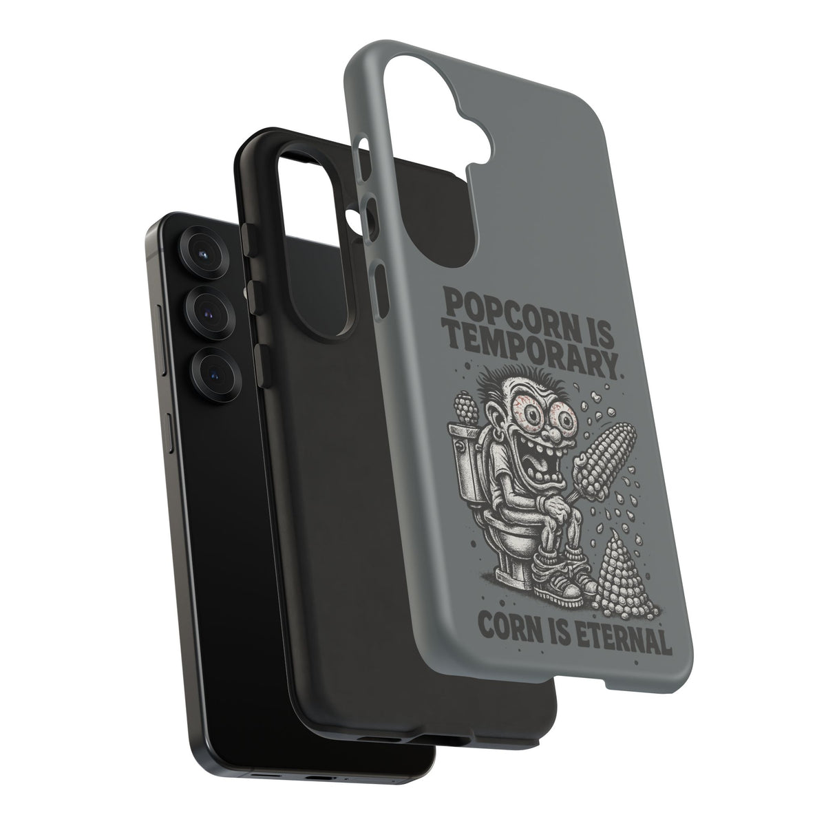 Phone Case — "Popcorn Is Temporary, Corn Is Eternal" Retro Zombie Corn Design