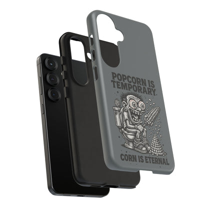 Phone Case — "Popcorn Is Temporary, Corn Is Eternal" Retro Zombie Corn Design