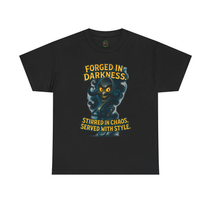 Forged in Darkness cat spirit T-Shirt | Stirred in Chaos illustrated tee
