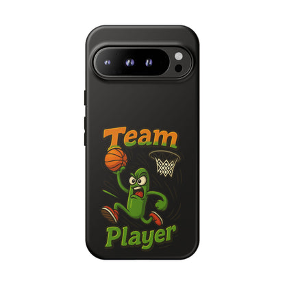 Team Player Basketball Phone Case — Cute Cartoon Pickle Dunk Phone Cover