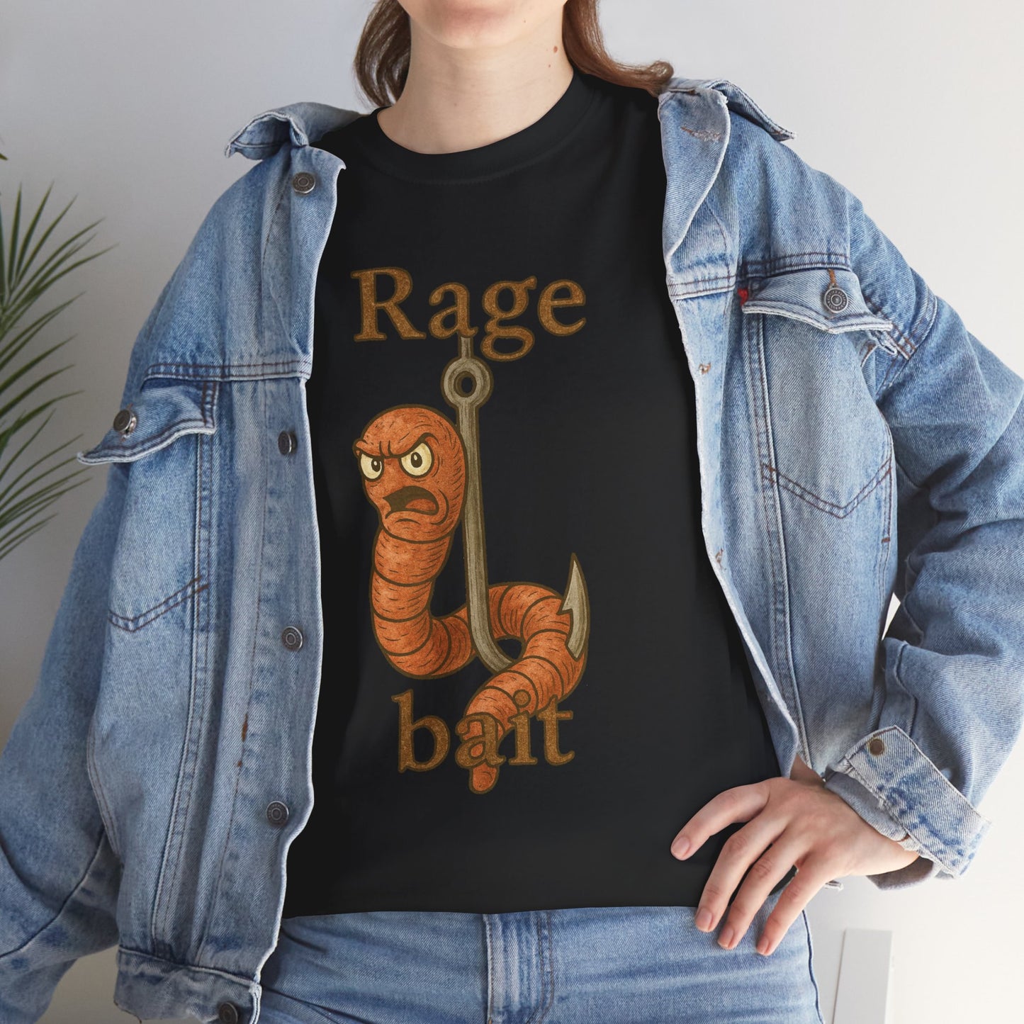 Rage Bait Worm T-Shirt | Angry Worm Fishing Hook Design