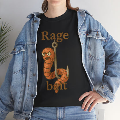Rage Bait Worm T-Shirt | Angry Worm Fishing Hook Design