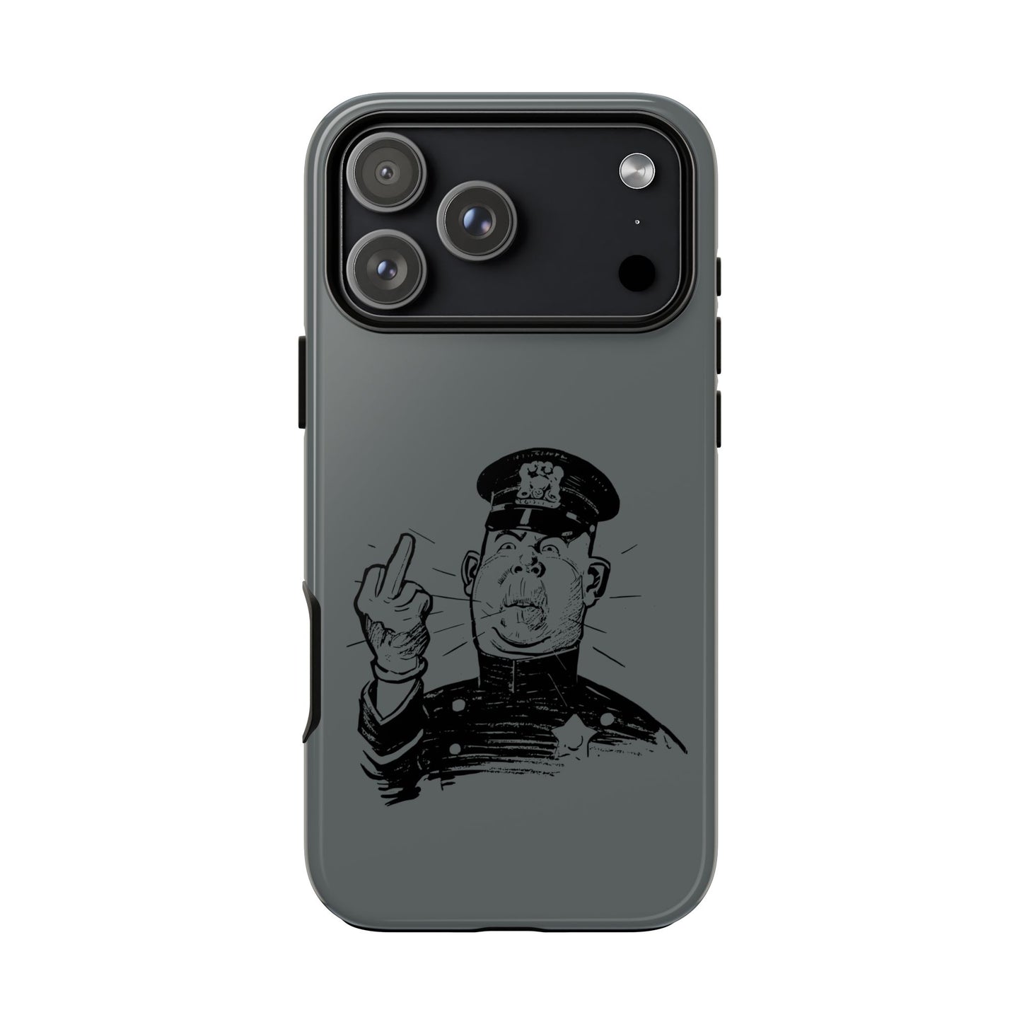 Vintage Cop Middle Finger Phone Case — Edgy Retro iPhone Protective Cover