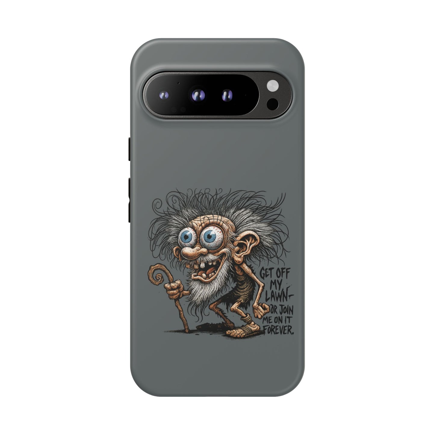 Phone Case — Funny Grumpy Troll Design: “Get Off My Lawn” Protective Cover