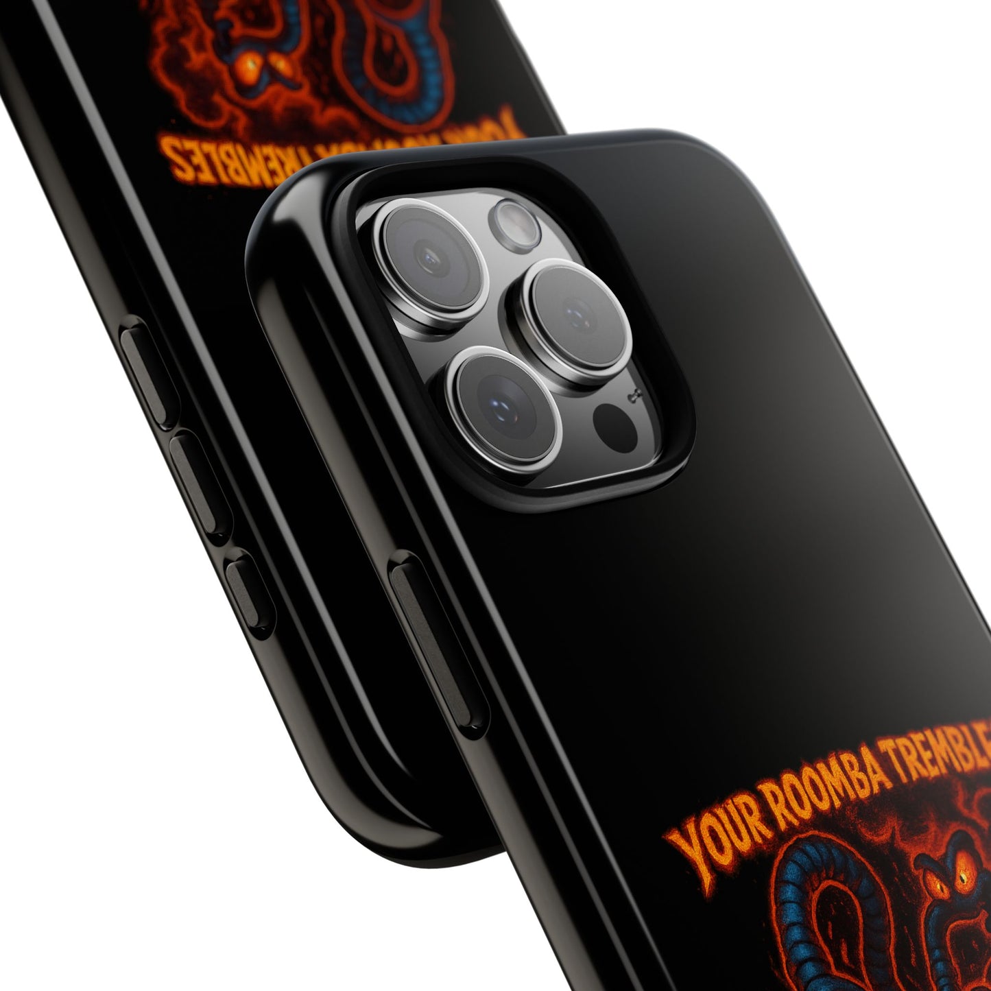 Phone Case — "Your Roomba Trembles at My Name" Fiery Cat Design