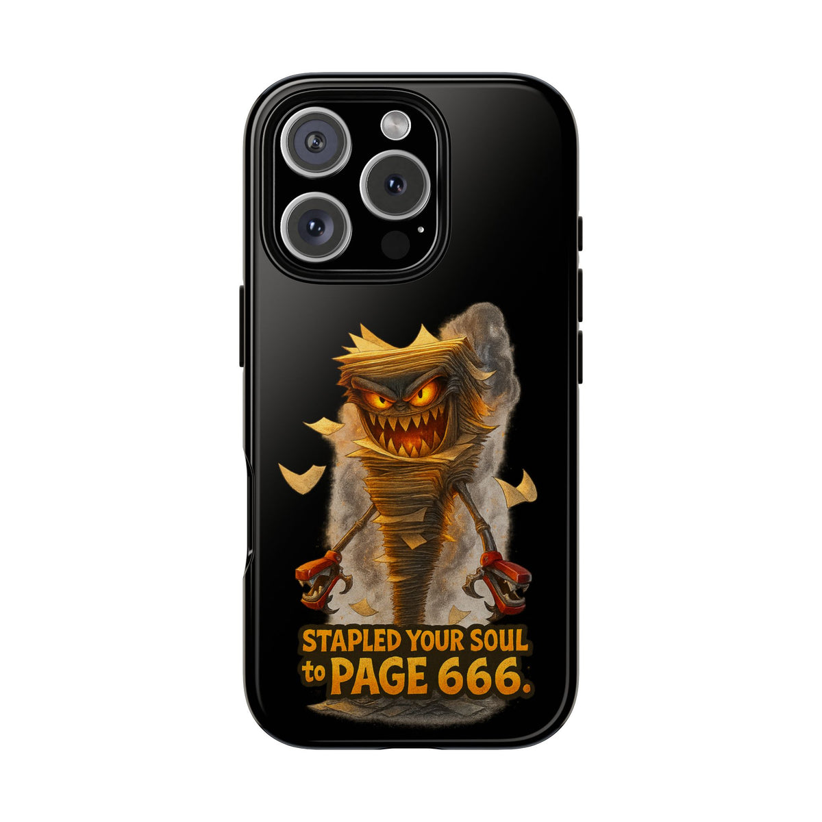 Phone Case — Halloween Mummy Creature “Stapled Your Soul to Page 666” Horror Design