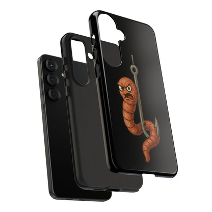Angry Worm on Hook Phone Case – Funny Fishing Humor Protective Cover