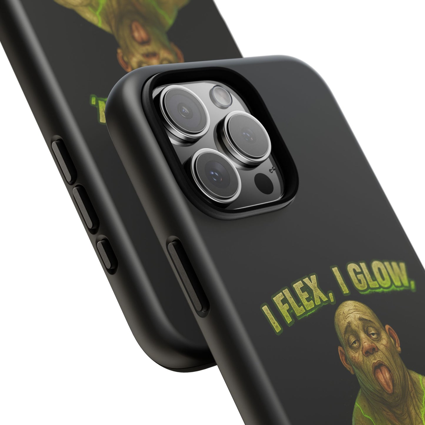 Funny Glow Gym Phone Case — "I Flex, I Glow" Humorous Bodybuilder Design