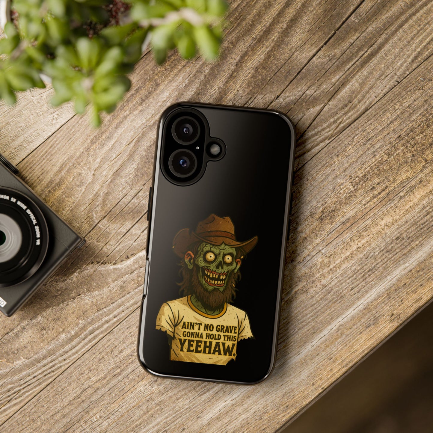 Zombie Cowboy Phone Case — "Ain't No Grave Gonna Hold This Yeehaw" Protective iPhone Cover