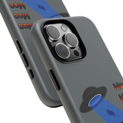 Phone Case — Funny UFO Cow Abduction Design with “Moo Moo Moo”