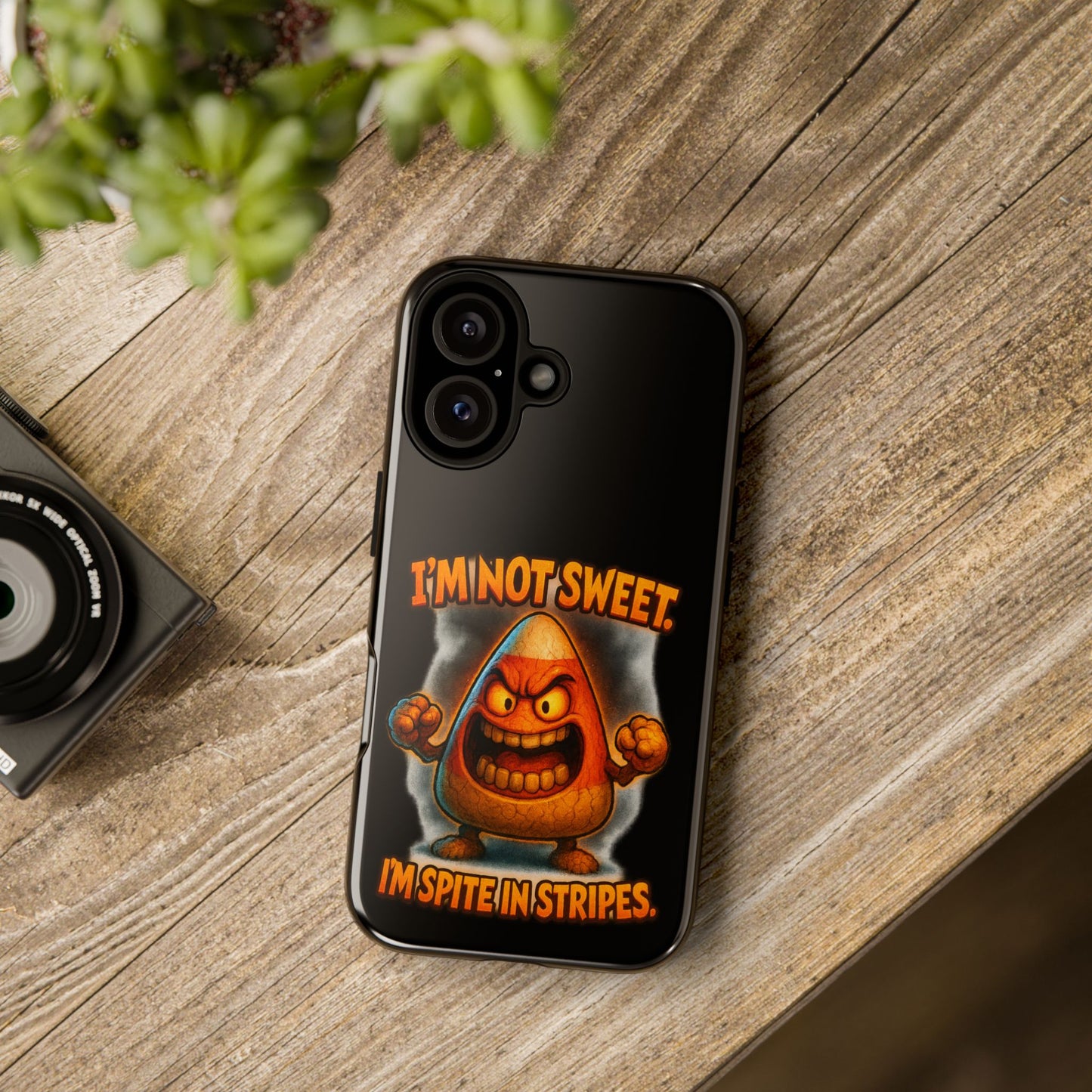 Phone Case — "I'm Not Sweet, I'm Spite in Stripes" Candy Monster Design
