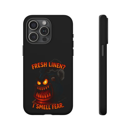Phone Case — 'Fresh Linen? I Smell Fear.' Spooky Pumpkin Horror Protective Case