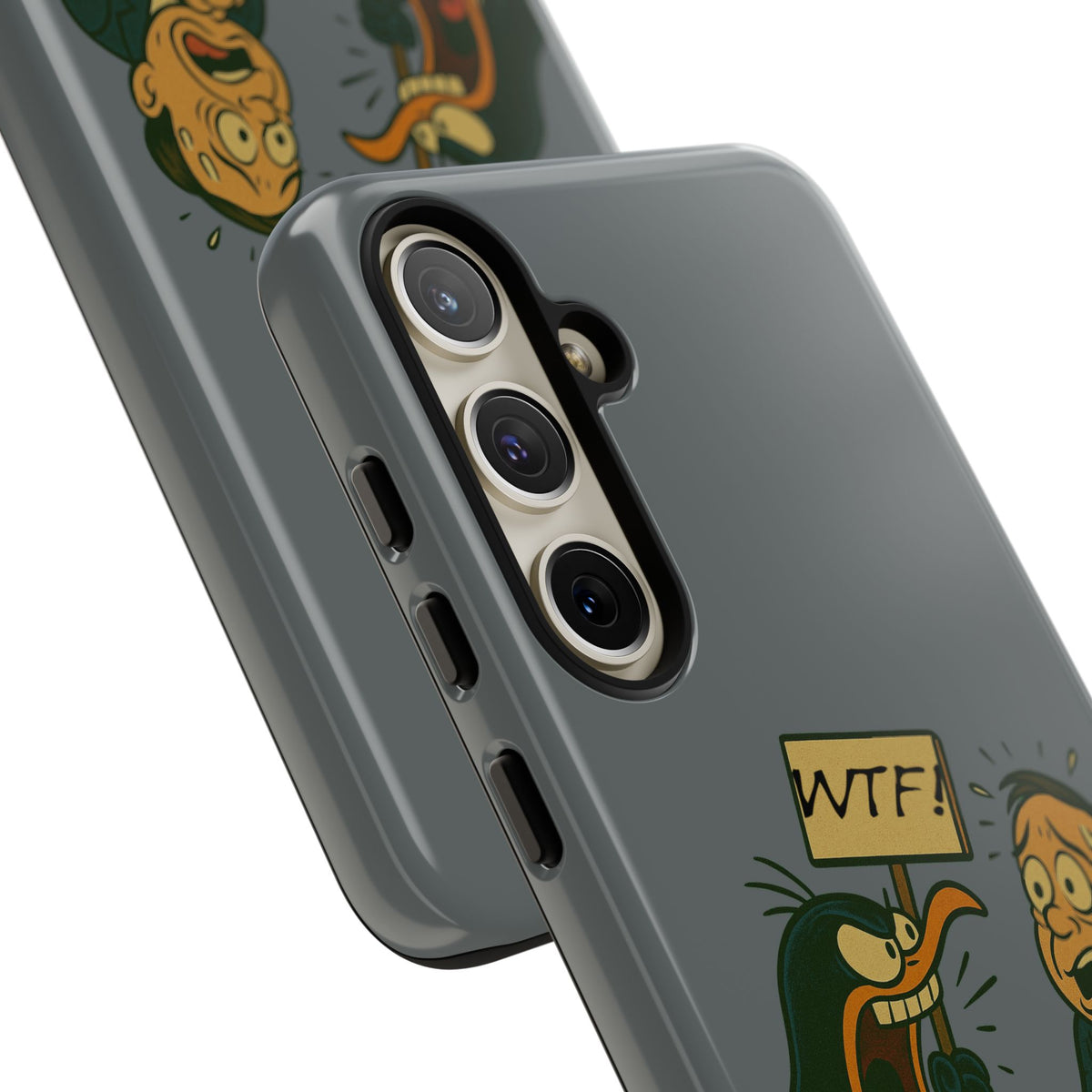 Phone Case - Cartoon Penguin Yelling 'WTF' at Shocked Man, Funny Protective iPhone Cover