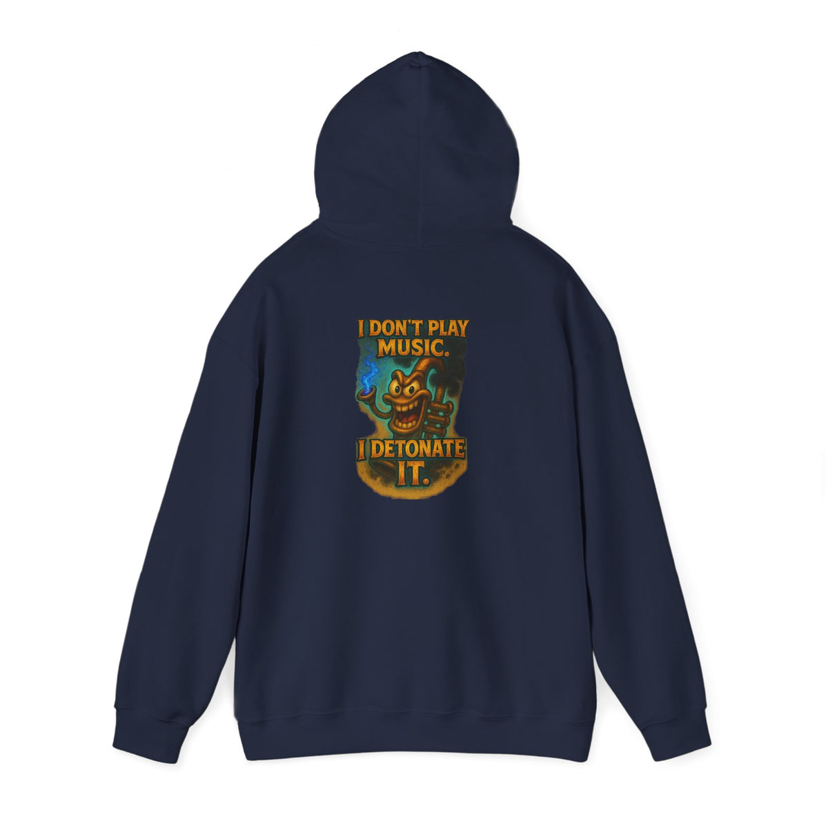 Detonate the Music Hoodie — Retro Guitar Skull Rock Band Pullover