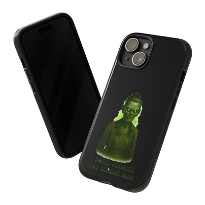Spooky Green Ghost Phone Case — "I Baked Cookies, They Scream Now" Horror iPhone Cover