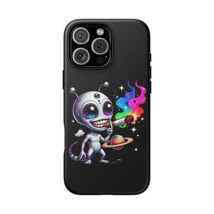 Alien Smoking Rainbow Galaxy Phone Case — Cute Cosmic Art Tough Case