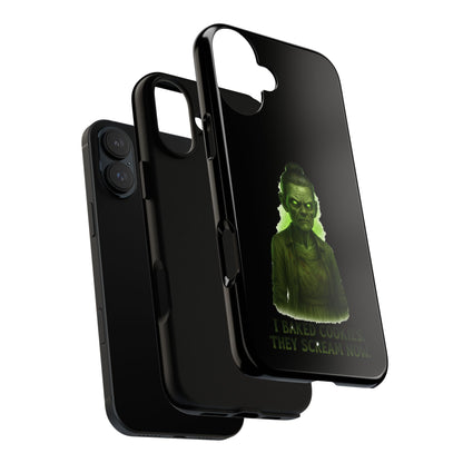 Spooky Green Ghost Phone Case — "I Baked Cookies, They Scream Now" Horror iPhone Cover