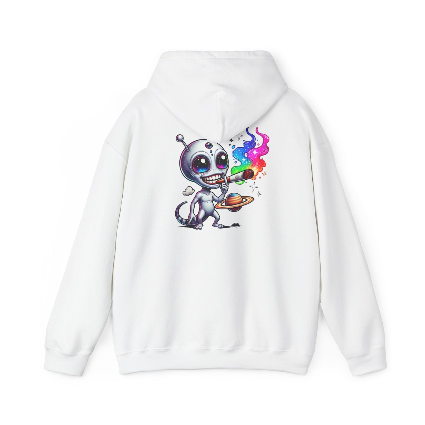 Alien Chef Hoodie — Cute Cartoon Alien Cooking with Rainbow Flame Hooded Sweatshirt