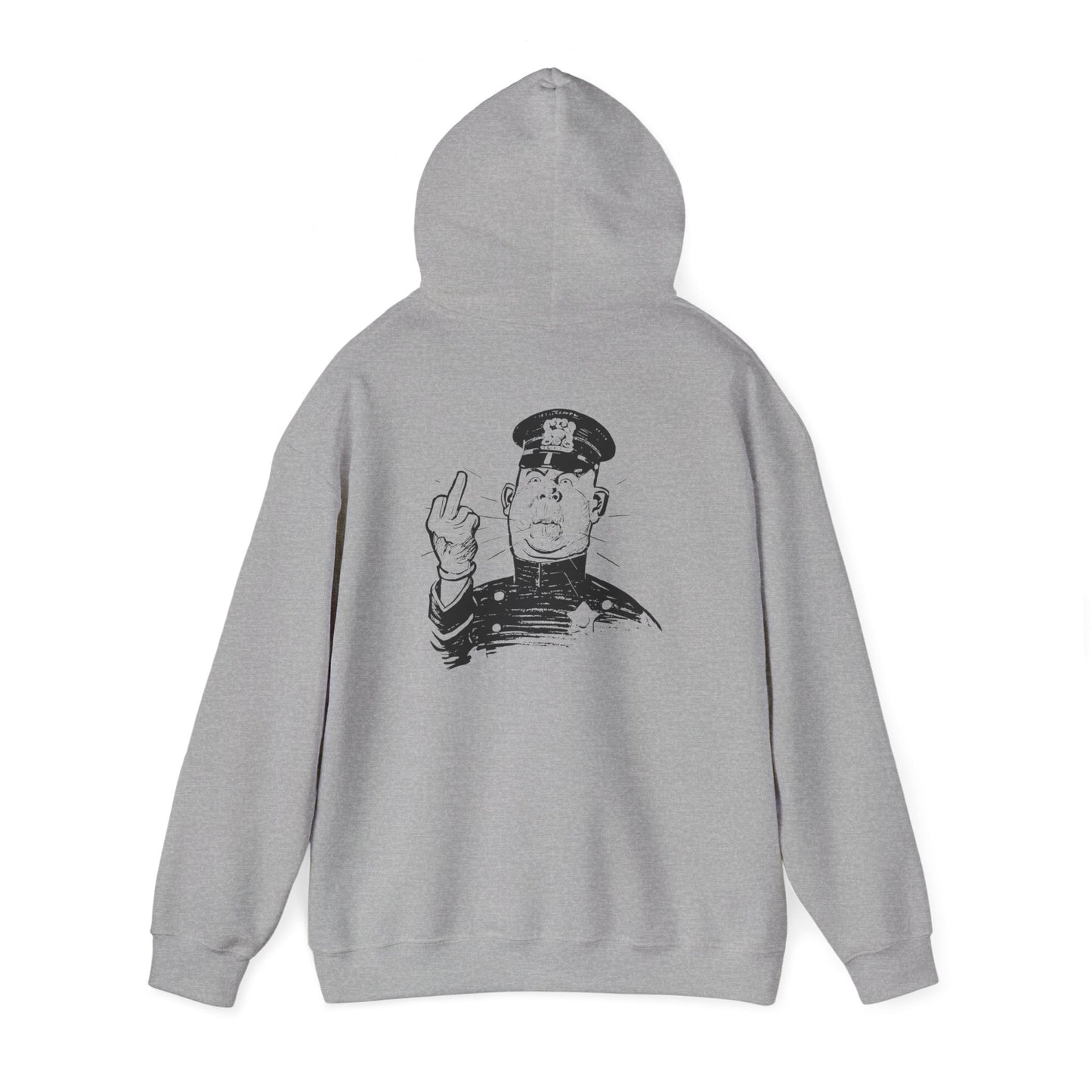 Hoodie — Sketch Cop Graphic Back Print Hooded Sweatshirt (Middle Finger Design)