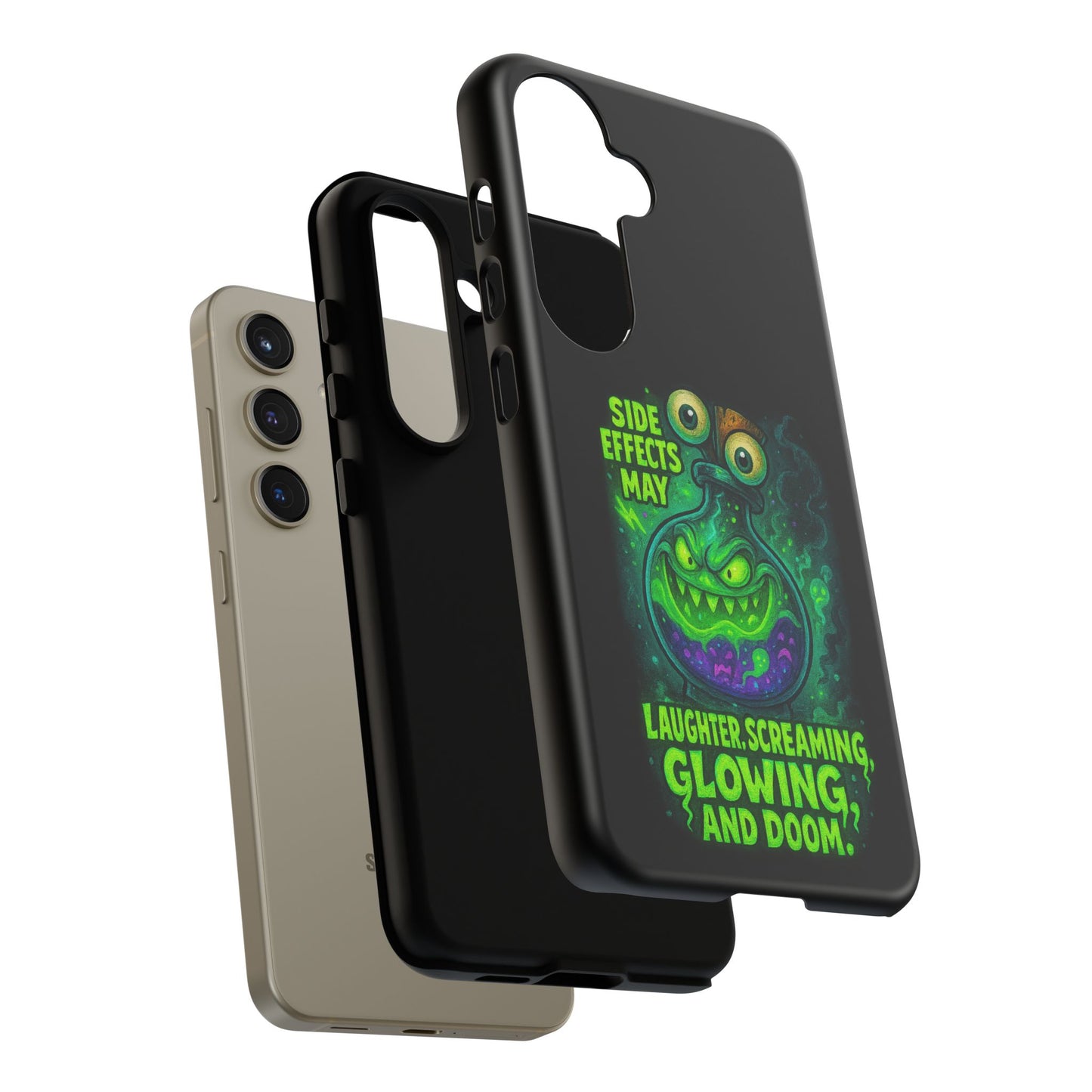 Phone Case — 'Side Effects May Include Laughter, Screaming, Glowing, and Doom' Neon Monster