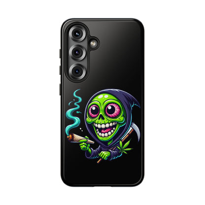 Grinning Stoner Grim Reaper Phone Case – Cannabis Skull iPhone Cover