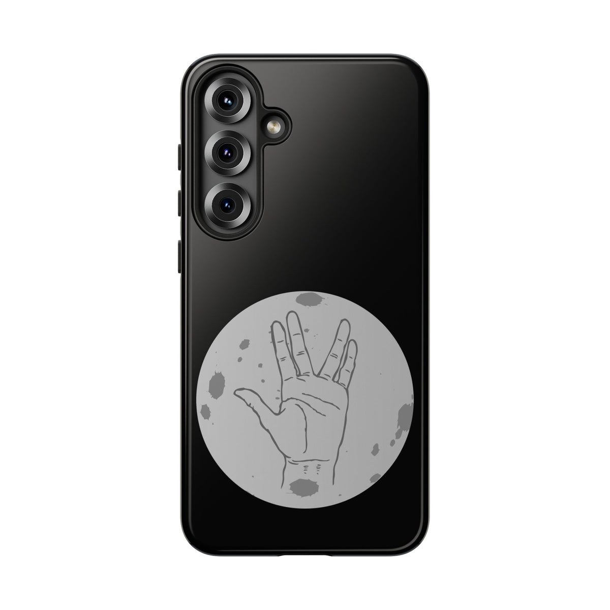 Spock Live Long Phone Case — Vulcan Salute Moon Graphic