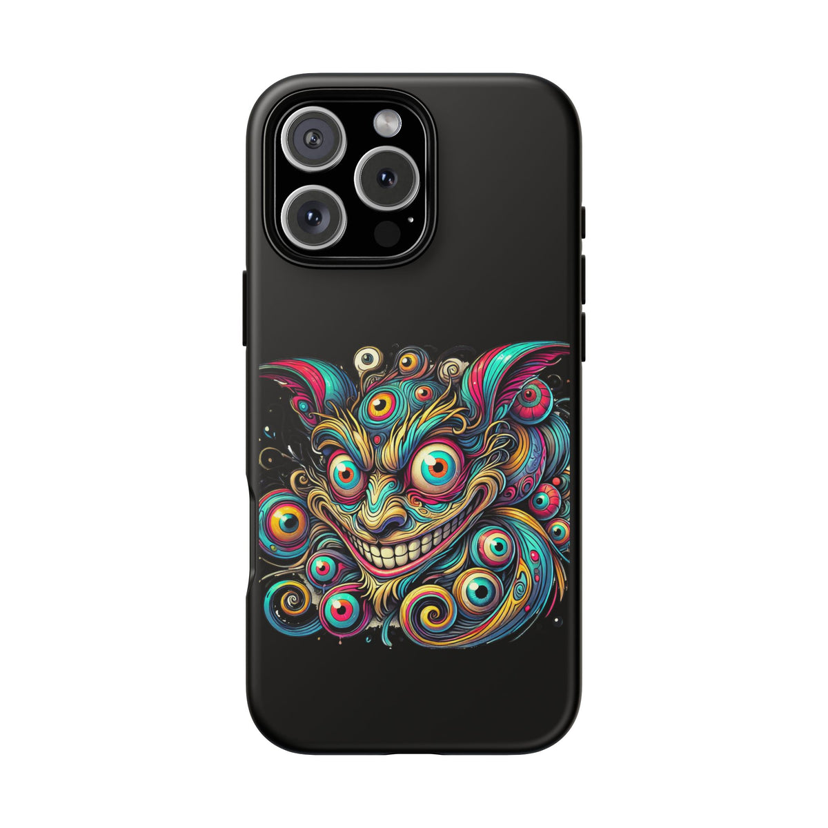 Psychedelic Mischief Phone Case — Colorful Grinning Monster Design