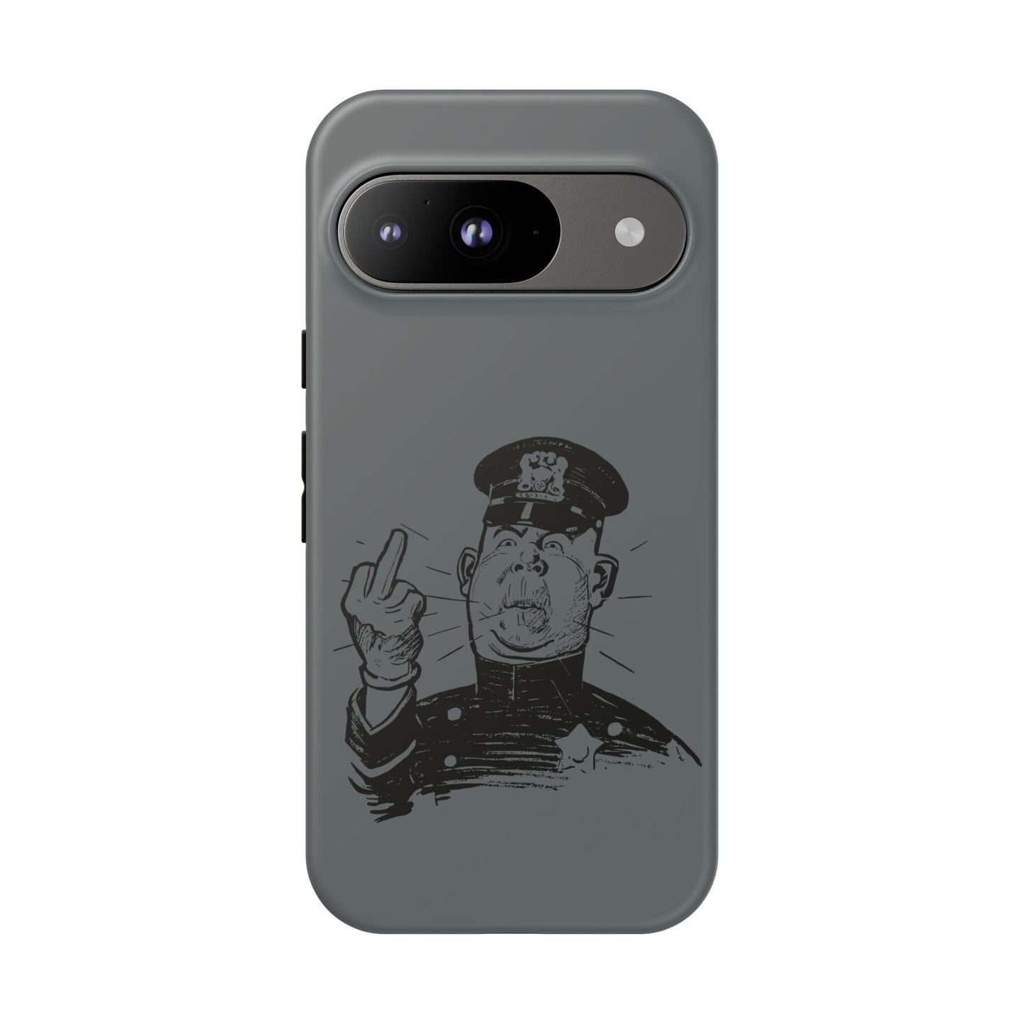 Vintage Cop Middle Finger Phone Case — Edgy Retro iPhone Protective Cover