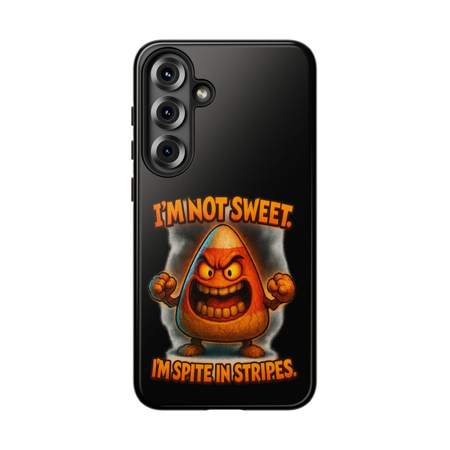 Phone Case — "I'm Not Sweet, I'm Spite in Stripes" Candy Monster Design
