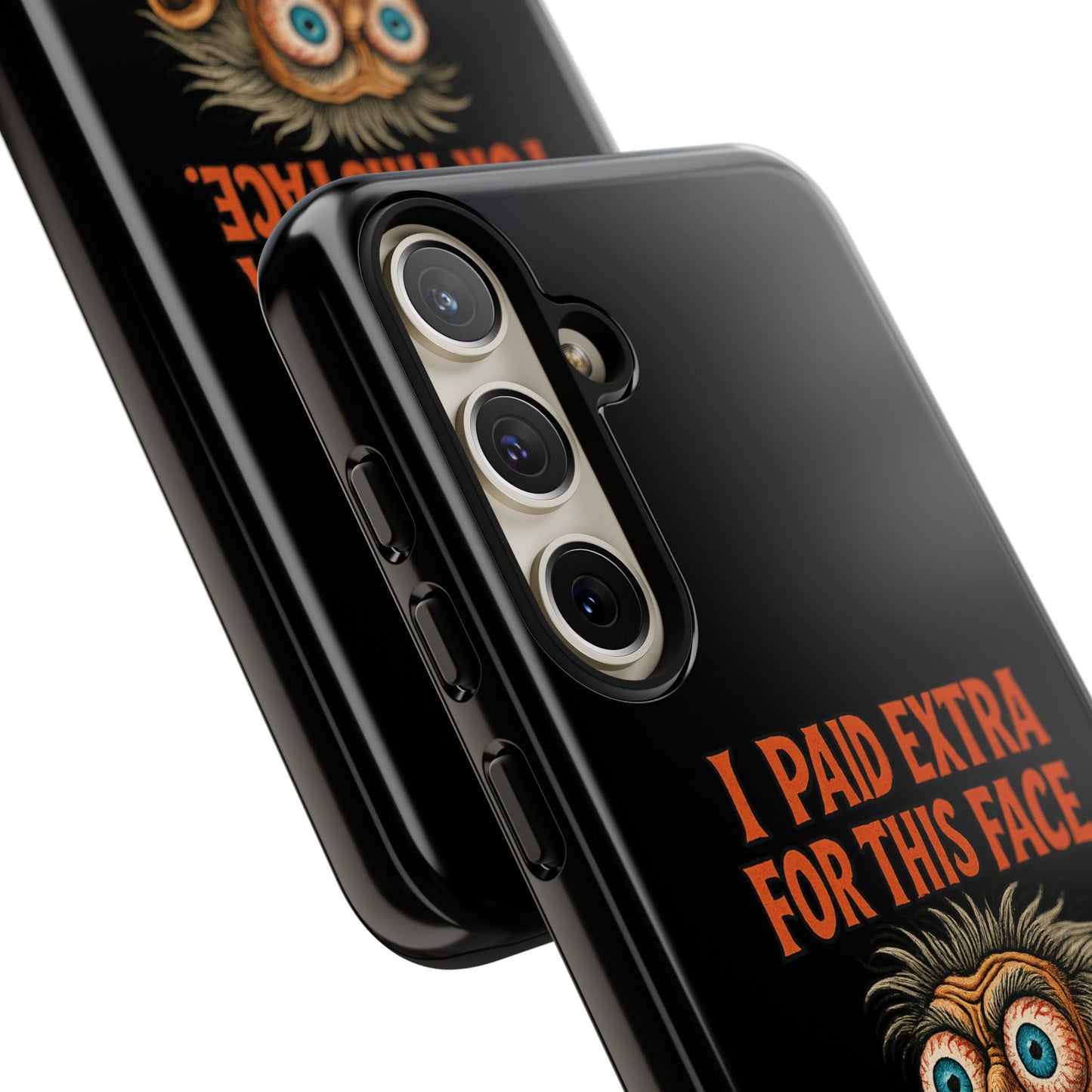 Funny ‘I Paid Extra For This Face’ Phone Case — Retro Horror Cartoon Design