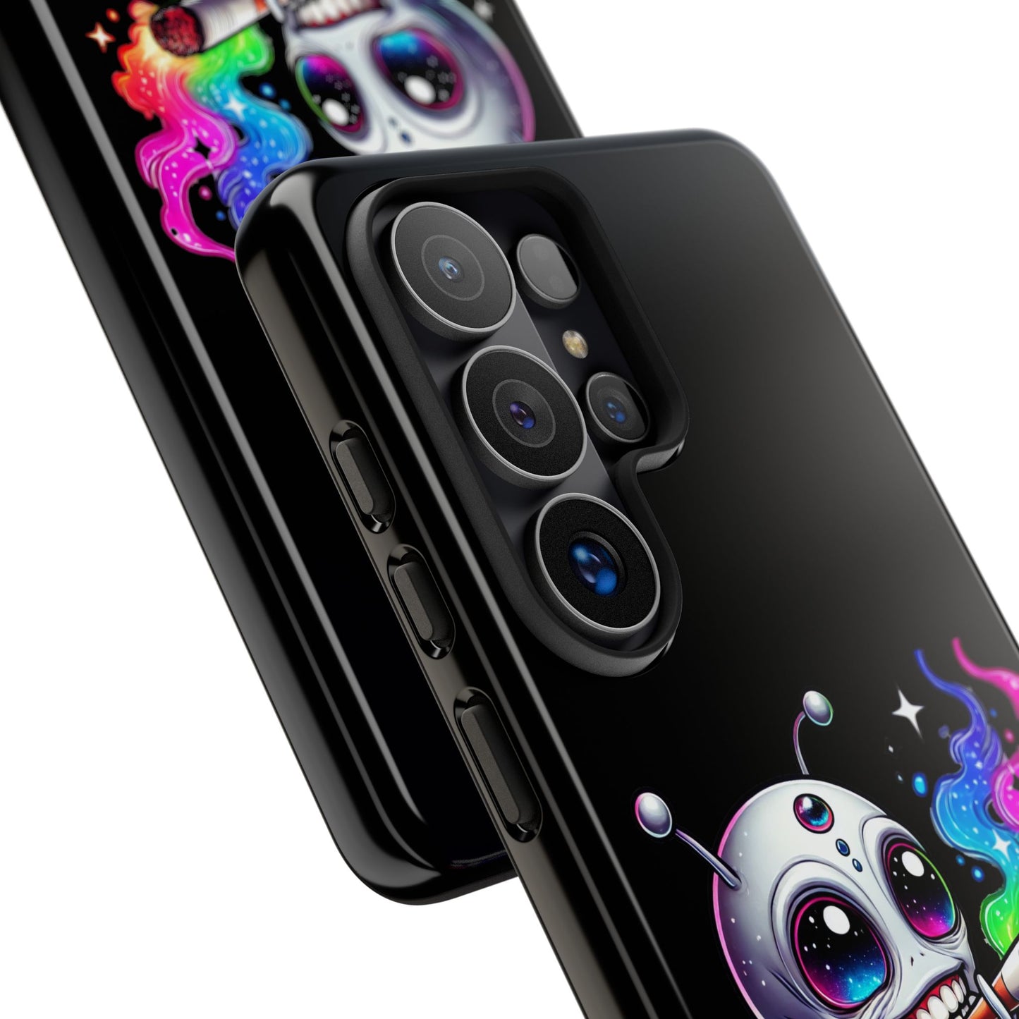 Alien Smoking Rainbow Galaxy Phone Case — Cute Cosmic Art Tough Case