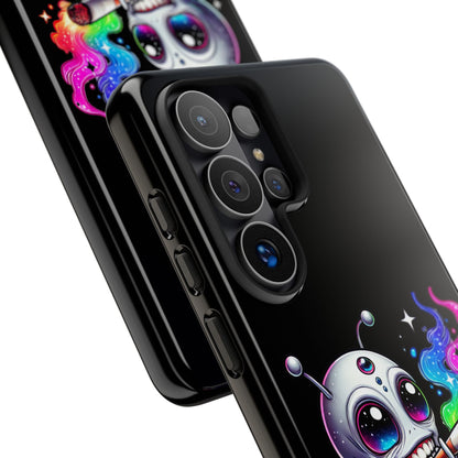 Alien Smoking Rainbow Galaxy Phone Case — Cute Cosmic Art Tough Case