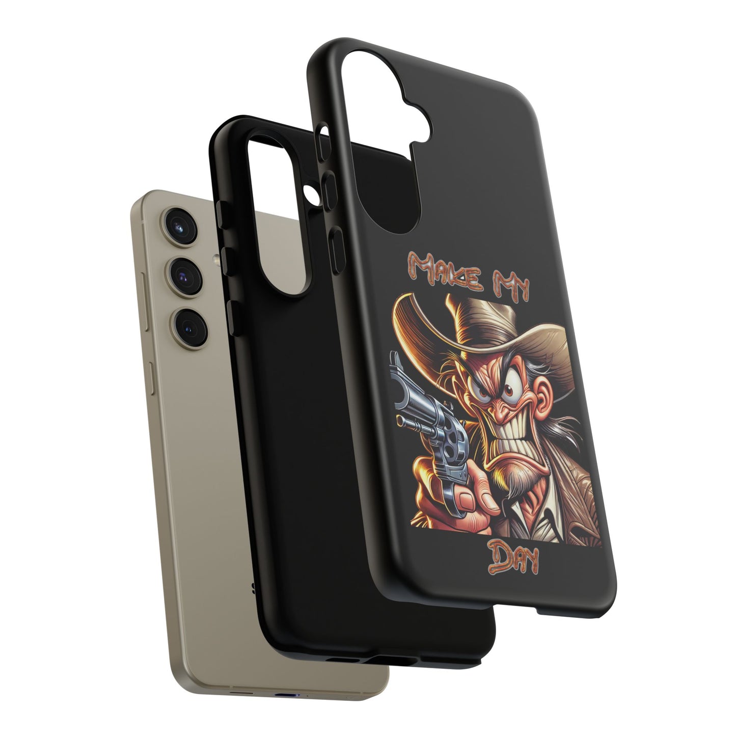 Phone Case - 'Make My Day' Cowboy Revolver Graphic Protective Case