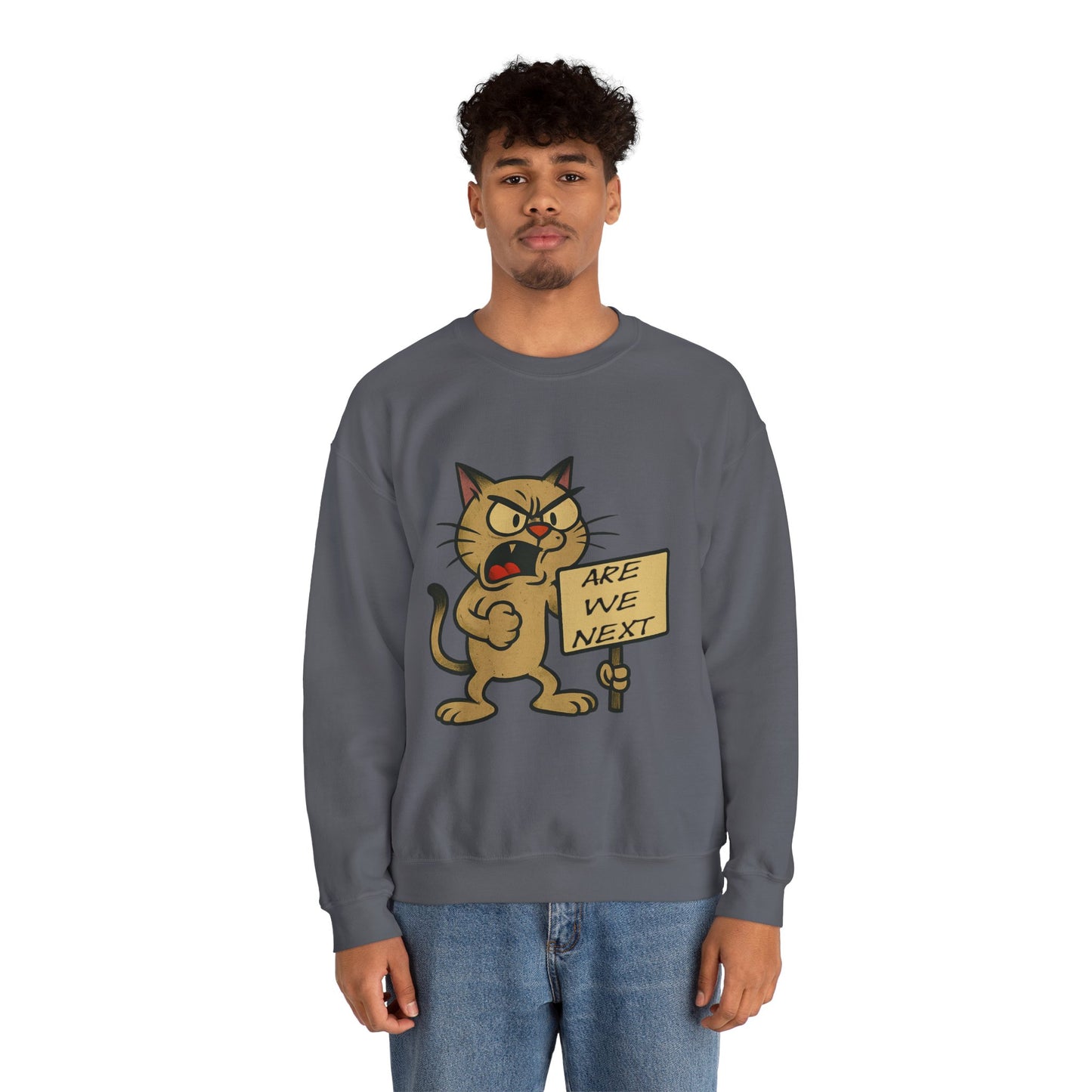 Are We Next – Angry Cat Protest Crewneck Sweatshirt