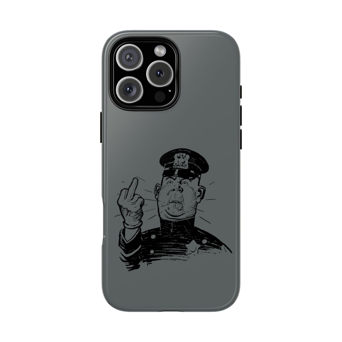 Vintage Cop Middle Finger Phone Case — Edgy Retro iPhone Protective Cover