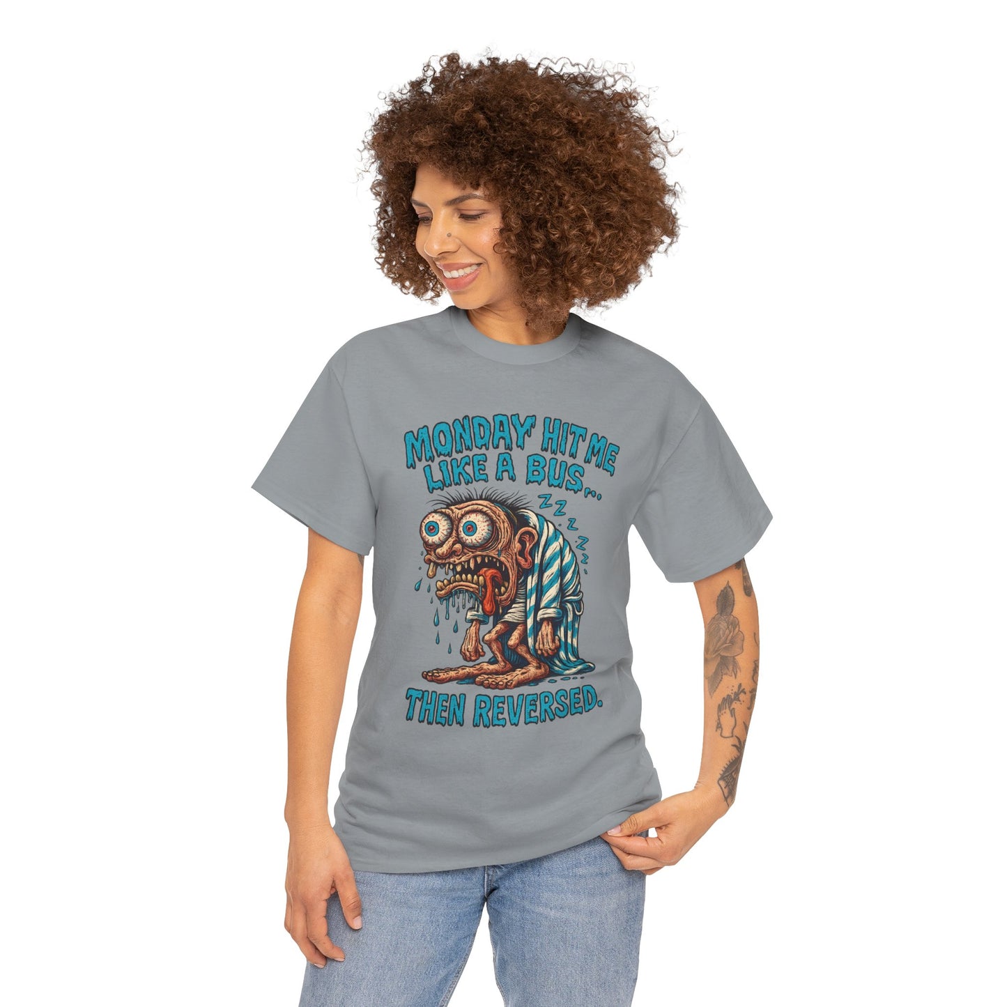 Monday Hit Me Like a Bus… Then Reversed – Zombie Workweek Tee