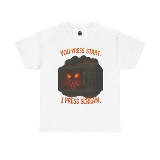 You Press Start I Press Scream tee | Retro Horror Game Controller