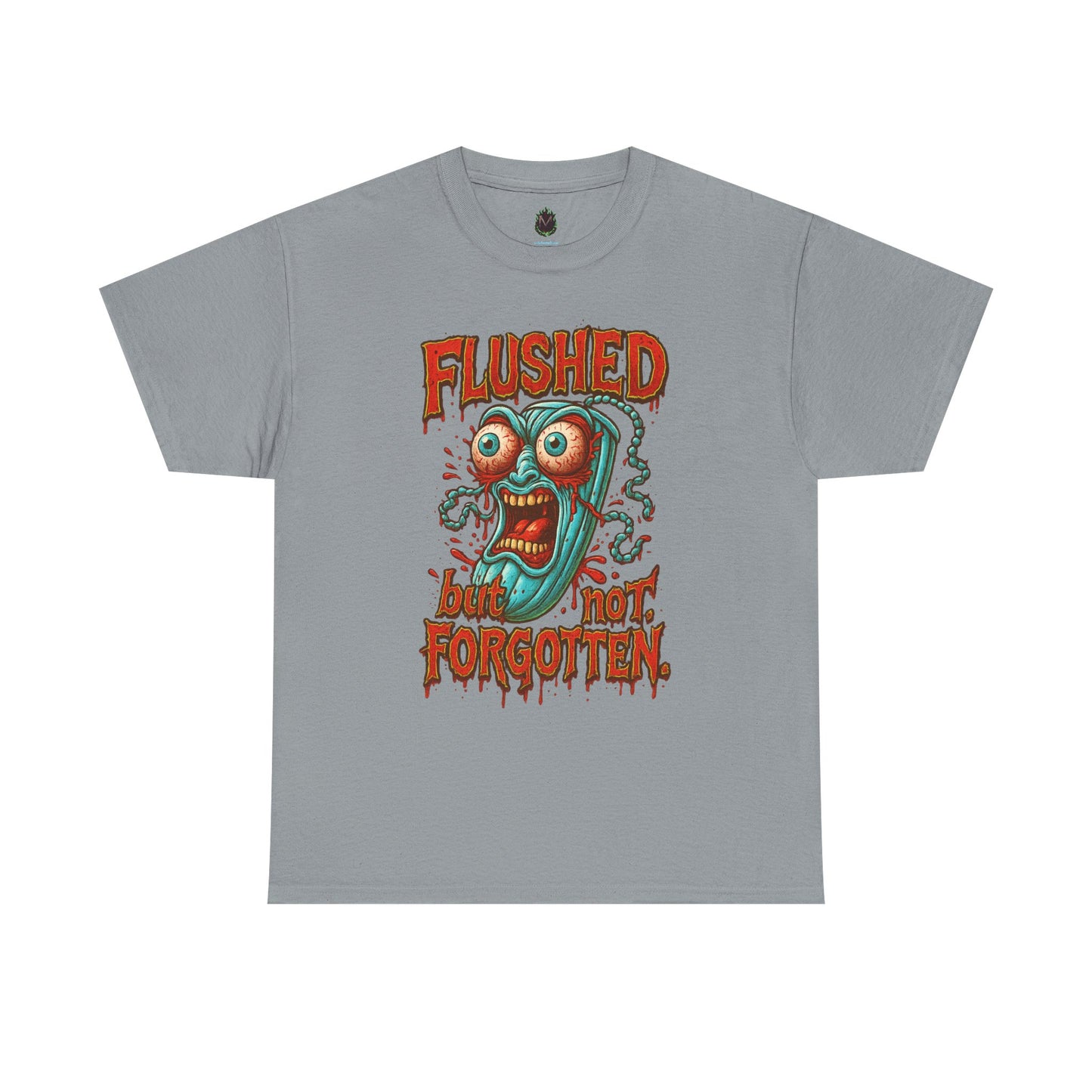Flushed But Not Forgotten – Blood Red Letter Horror Tee