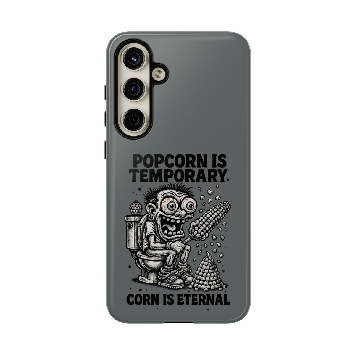 Phone Case — "Popcorn Is Temporary, Corn Is Eternal" Retro Zombie Corn Design