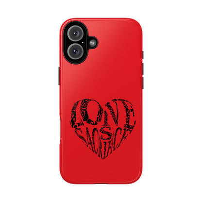 Red 'Love Justice' Heart Phone Case — Protective iPhone Cover, Valentine’s Gift