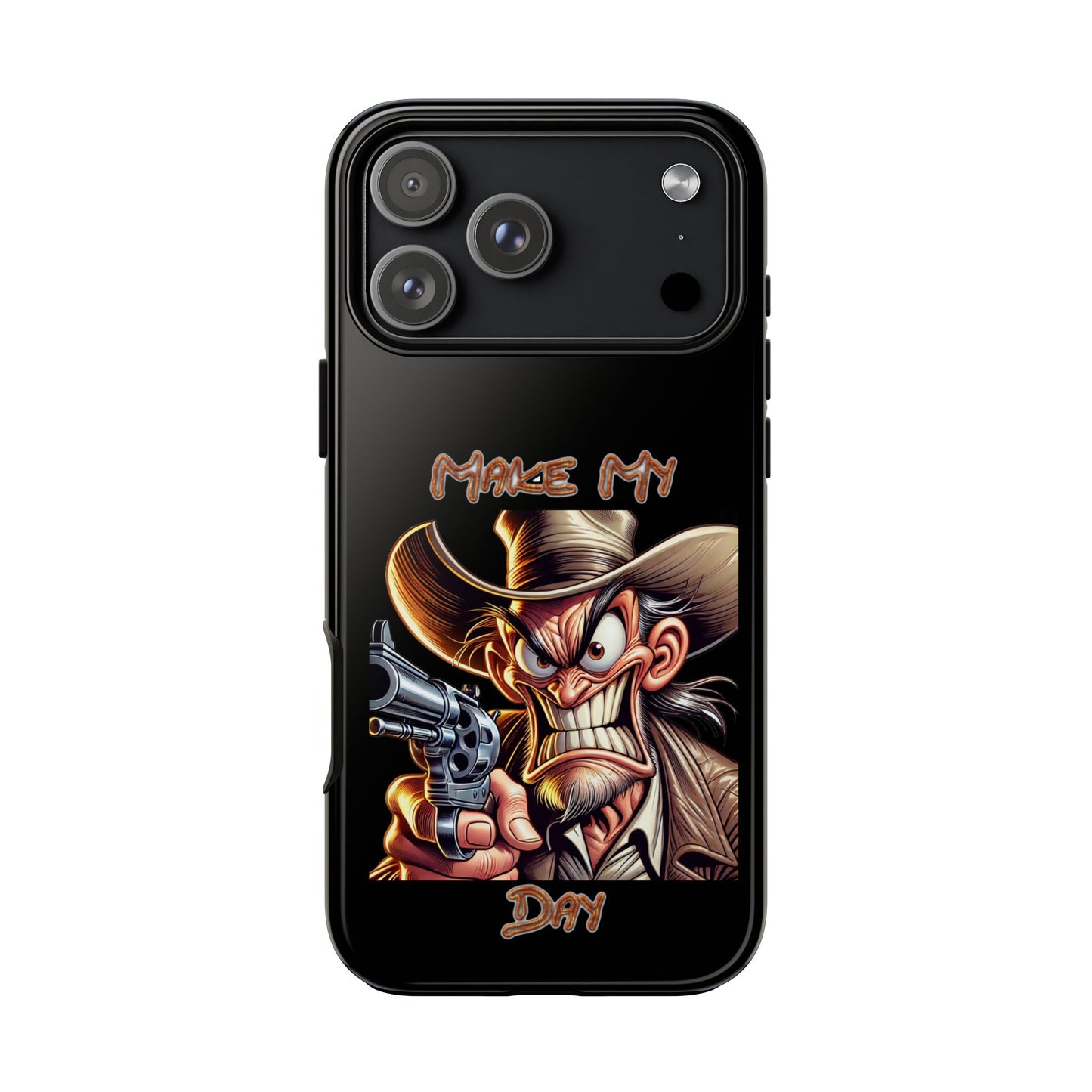 Phone Case - 'Make My Day' Cowboy Revolver Graphic Protective Case