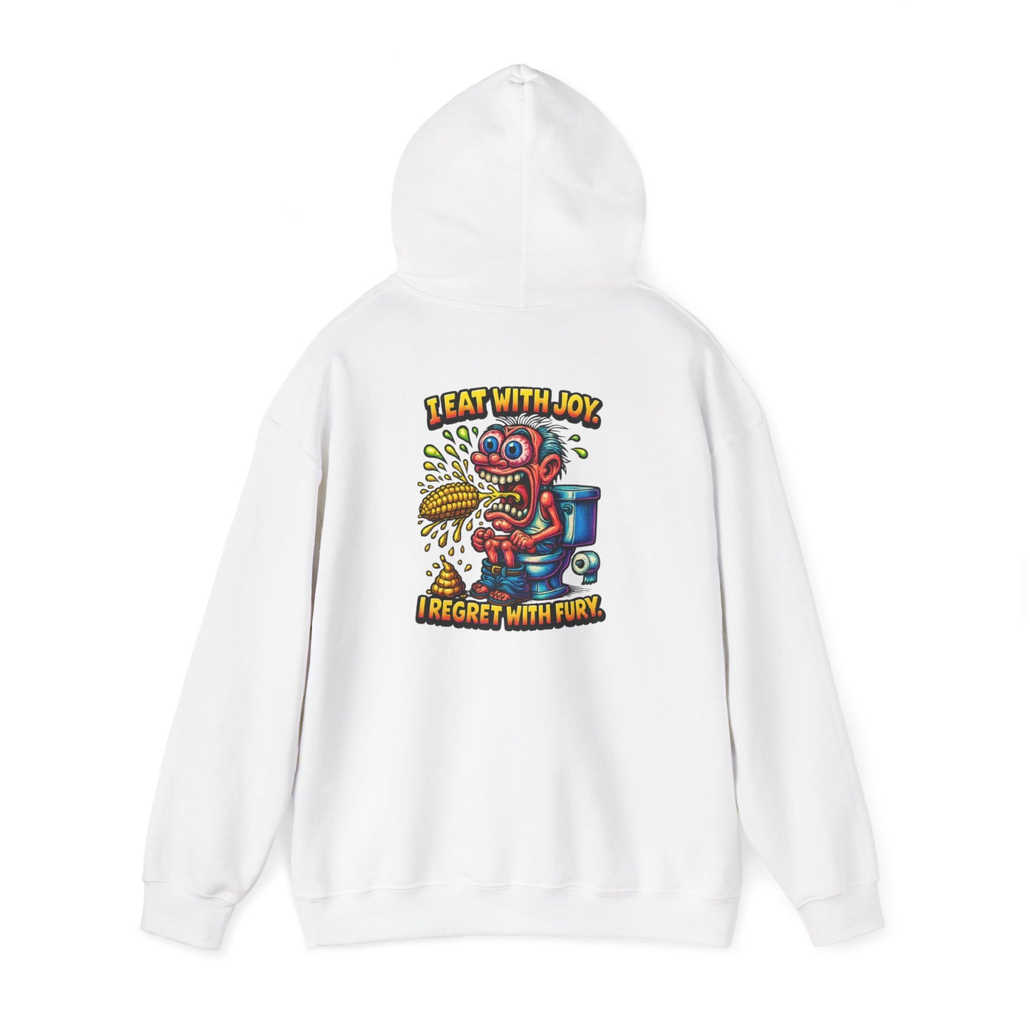 Toilet Trouble Hoodie — “I Regret With Fury” Graphic Hooded Sweatshirt