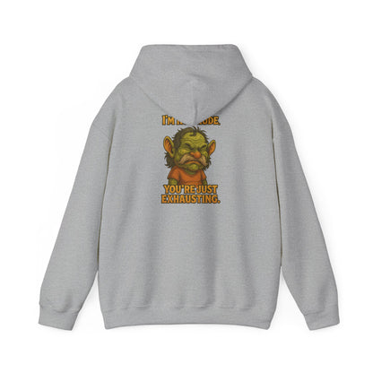 Troll Face Hoodie — "I'm Not Mad, You're Just Exhausting" Graphic Pullover