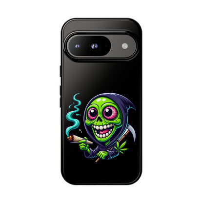 Grinning Stoner Grim Reaper Phone Case – Cannabis Skull iPhone Cover