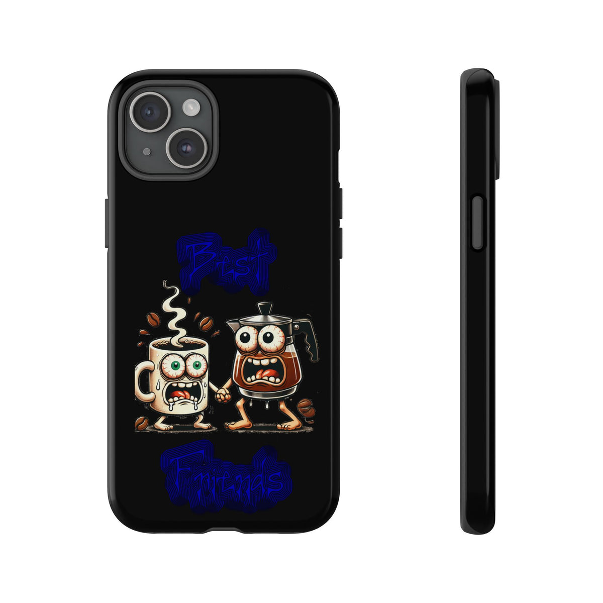 Coffee & Tea Fight Phone Case — Funny Kawaii Beverage Cartoon Tough Cases