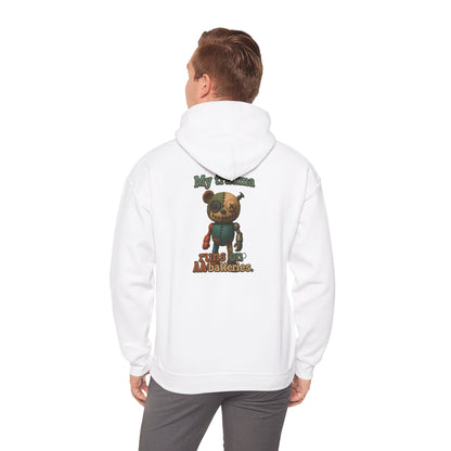 Bear Robot Hoodie — 'My Trauma runs on batteries' Cute Steampunk Plush Graphic Hoodie