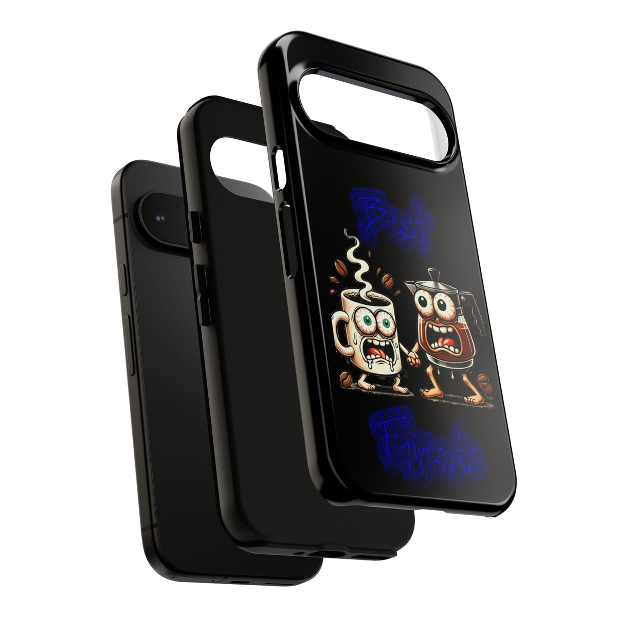Coffee & Tea Fight Phone Case — Funny Kawaii Beverage Cartoon Tough Cases