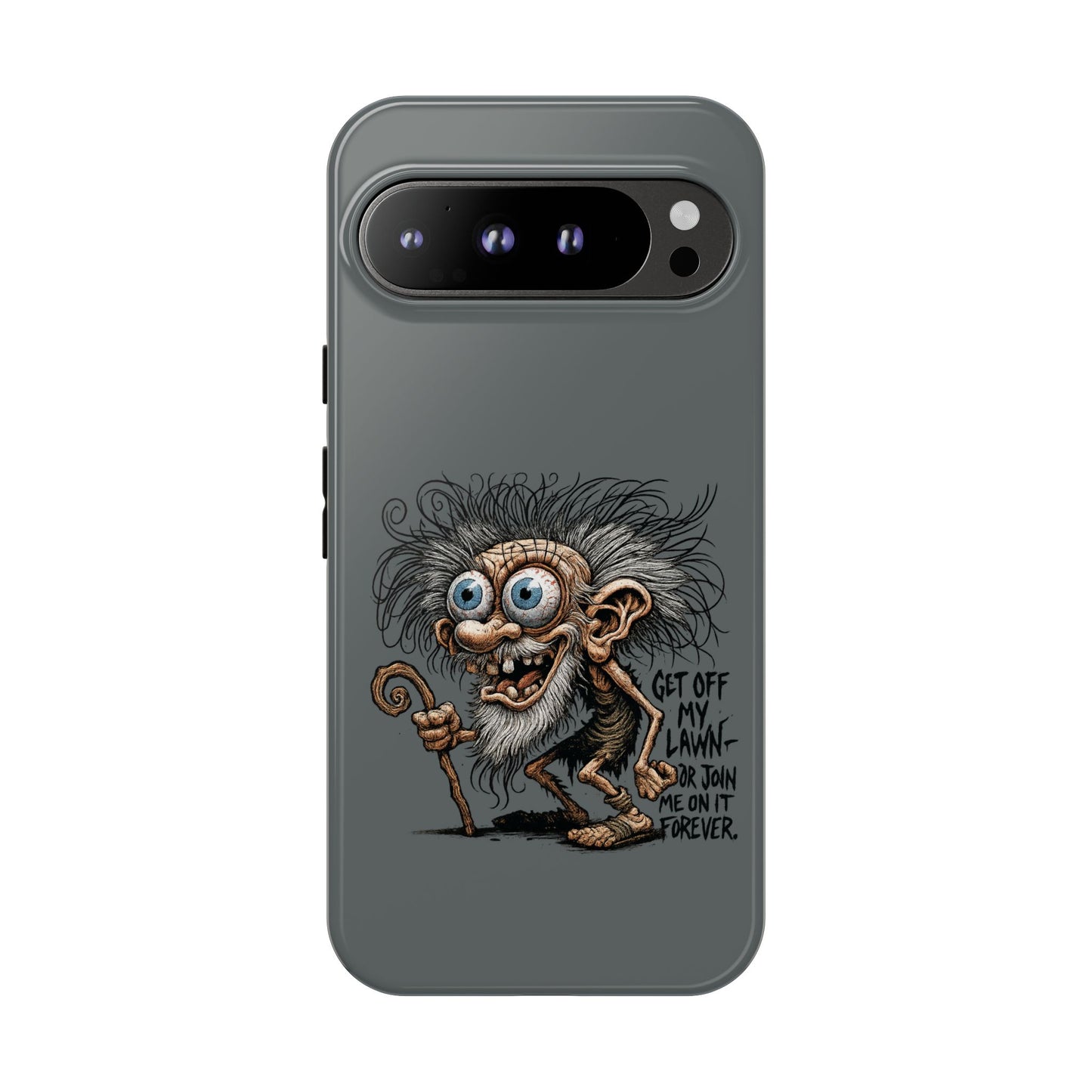 Phone Case — Funny Grumpy Troll Design: “Get Off My Lawn” Protective Cover