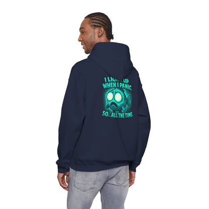 Panic Fish Hoodie — "I Lean Up When I Panic...So All The Time" Graphic Pullover