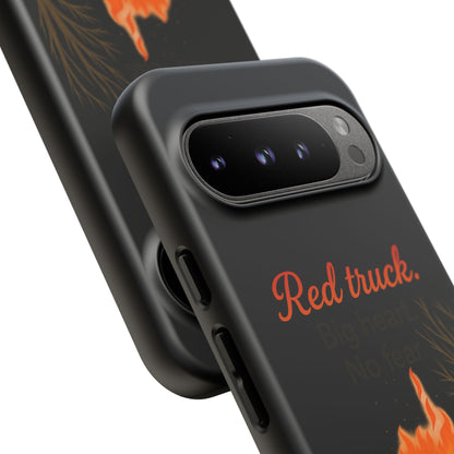 Phone Case — 'Red truck' Fire Truck Design, Vintage Firefighter Gift
